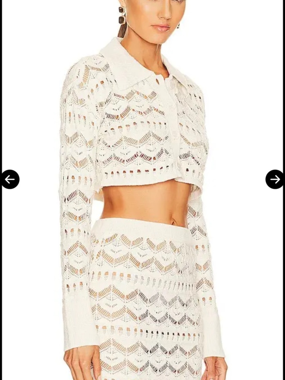 L'ACADEMIE Talmai Pointelle Cropped Cardigan - Picture 2 of 6